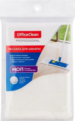 Насадка на швабру МОП 40х10см цвет белый микрофибра с карманами "OfficeClean"