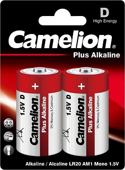 KALAM.KZ - Батарейка D, LR20-BP2, Plus Alkaline, 1.5V, 21000 mAh, (блистер 2шт) Camelion