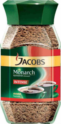 Кофе растворимый 95 г, JACOBS Monarch Intens, стекло