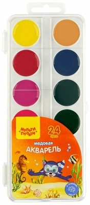 Краски 24 цвета, акварельные, медовые, без кисти Мульти-Пульти