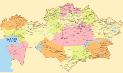 KALAM.KZ - Карта "Казахстана политическая" 100*140 см (рус.яз (Е-Алем)