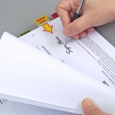Закладки клейкие 45x25мм, 2штx50л, с надписью "Sign Here", пластиковые Foska