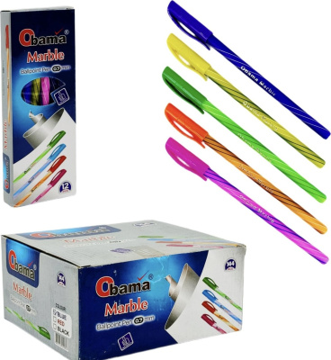 Ручка шариковая, 0.7мм, синяя, корпус ассорти Obama Marble