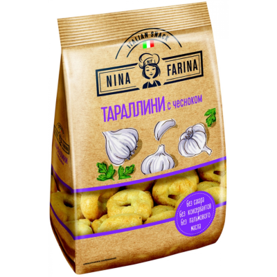 Сушки "Тараллини" 180гр с чесноком «Nina Farina»