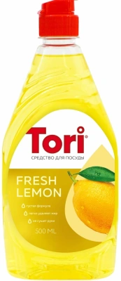 Средство для мытья посуды 500мл, "Tori" Лимон