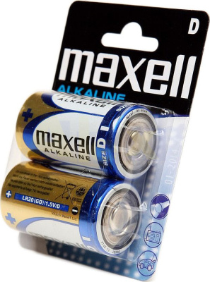 Батарейка D, 1.5V, Alkaline (блистер 2шт) MAXELL