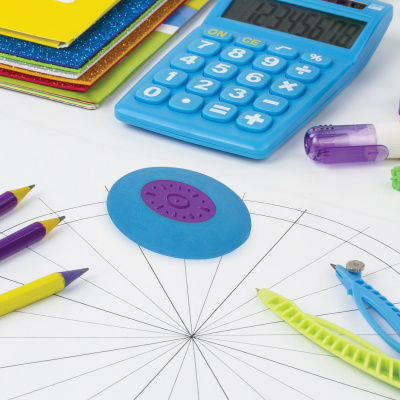 KALAM.KZ - Ластик 42х30х9 мм,  цвет ассорти, круглый, фиолетовый пластиковый держатель ЮНЛАНДИЯ "Воздушный шар"