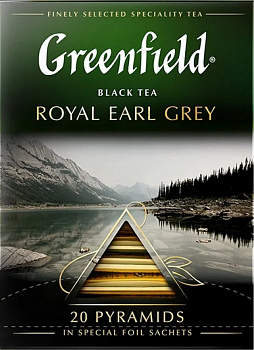 KALAM.KZ - Чай черный, 20 пирамидок Greenfield Royal Earl Grey, black tea.(1'8 x20x8) 