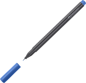 KALAM.KZ - Ручка капилярная, 0,4мм, трехгранная форма, антискользящая зона, синяя Faber-Castell