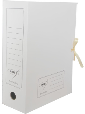 Архивный короб, 325х250х150, картон, на завязках, белый KRIS