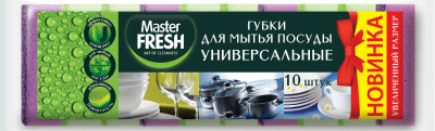Губка для мытья посуды 10 шт в уп. универсальная стандарт, "Master Fresh"
