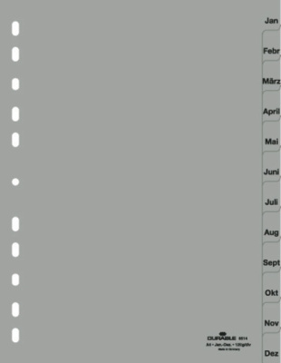 KALAM.KZ - Разделитель Jan-Dec, А4, 12л, пластик, серый Durable