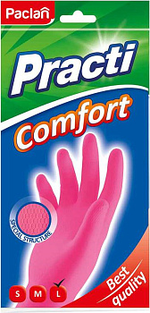KALAM.KZ - Перчатки резиновые розовые размер L "Paclan Practi.Comfort"