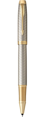 Ручка роллерная Parker IM Premium Warm Silver (grey) GT, 0,5 мм F, черная 1931686