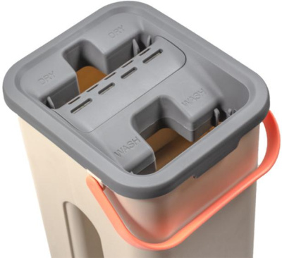 KALAM.KZ - Швабра и ведро (ведро прямоугольное с отжимом+швабра), 6л, 2 насадки в комплекте, LV-F02