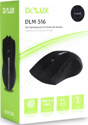 KALAM.KZ - Мышь беспроводная Delux, DLM-516OGB, 3D, 1600 dpi, Радиус действия 10 м, 2.4 Гц, Black