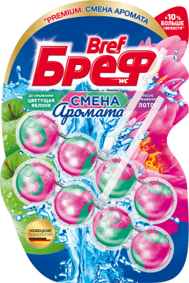 Блок для унитаза Bref Яблоко-лотос 50г 2 шт на блистере