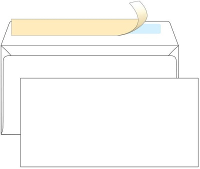 Конверт 110х220мм,75гр,без окна,белый,с отрывной полосой по длинной стороне Office, PBS