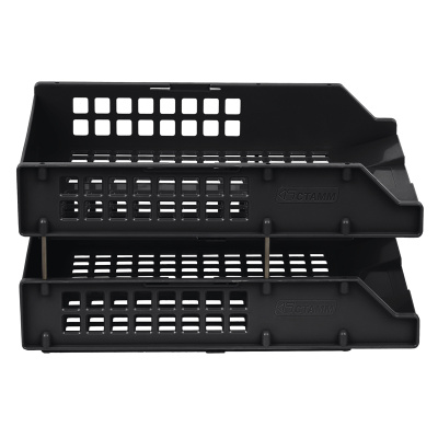 KALAM.KZ - Лоток горизонтальный А4, 2-х секционный, черный, Стамм Strong