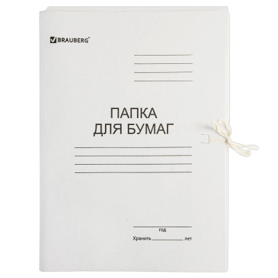 KALAM.KZ - Папка на завязках картонная А4, 300гр, белая Brauberg