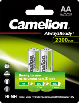 Аккумулятор AA, 2300 mAh Ni-MH NH-AA2300ARBP2 (блистер 2шт) Camelion AlwaysReaby Rechargeable