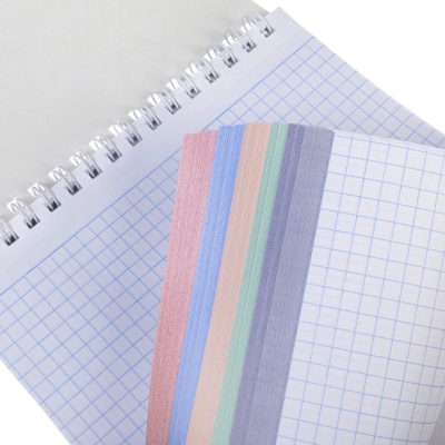 Блокнот 80л, А5, клетка, на гребне, бумвинил. обл,  Metallic серебро, "Hatber"