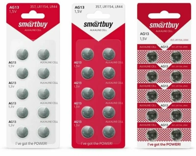 Батарейка AG13, 10V, Alkaline (блистер 10шт) Smartbuy (часовая)