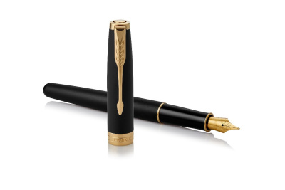 KALAM.KZ - Ручка перьевая Parker Sonnet Matte Black GT, 0,8 мм F, черная, отделка золото 1931516