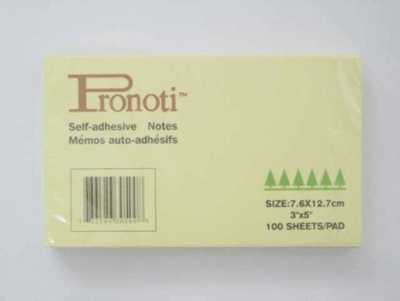 Бумага для заметок самоклеющаяся 76x127мм, 100л, желтая Pronoti