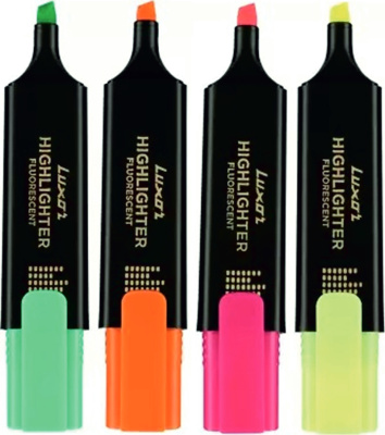 KALAM.KZ - Маркер текстовой 1-4,5 мм, скошенный наконечник, LW Fluroscent, 4 цвета в наборе Luxor