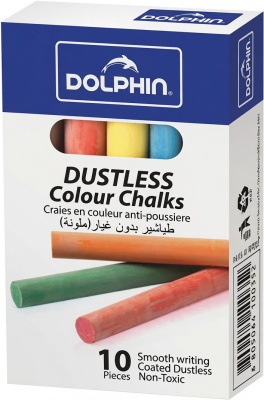 Мел цветной, 10шт в уп. Dolphin 10 цветов