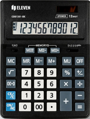 KALAM.KZ - Калькулятор 12 разрядов, 15.5x20.5см, черный Eleven