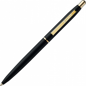 KALAM.KZ - Ручка шариковая, 0,7мм, синяя, Luxor Sterling Ball Pen Black/Gold в подарочной упаковке