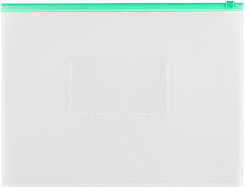 KALAM.KZ - Папка с бегунком А4, 150мкр, прозрачная, карман, молния зеленая, OfficeSpace