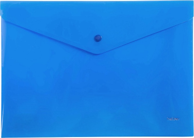 Папка-конверт на кнопке А4, 0,18 мм., полупрозрачная, синяя Hatber