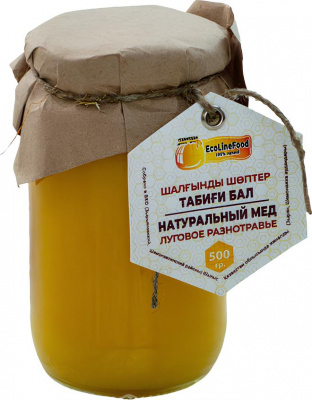 Мед натуральный 500 гр "Луговое разнотравье" стеклянная банка EcoLineFood