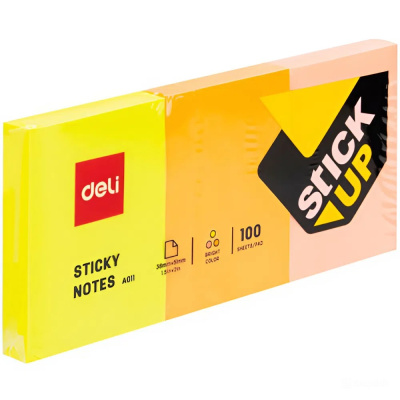 Бумага для заметок самоклеящаяся 38x51мм, 3цвx100л, 300л, ассорти, Deli 