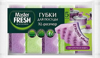 KALAM.KZ - Губка для мытья посуды, XL Strong effect, 5 шт.в уп.Master Fresh