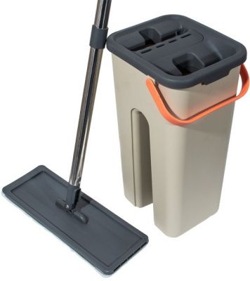 Швабра и ведро (ведро прямоугольное с отжимом+швабра), 6л, 2 насадки в комплекте, LV-F02