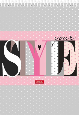 Блокнот 160л, А5, без линовки, на спирали, 3-х цв. тонир. блок, лак, серия "Styly "Hatber