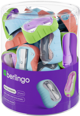 KALAM.KZ - Точилка 1 отверстие, с контейнером, пластик, ассорти "Soft" Berlingo