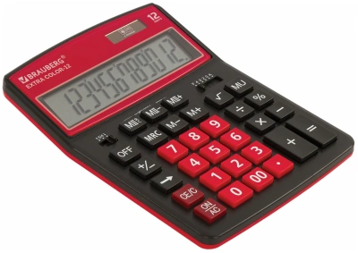 KALAM.KZ - Калькулятор 12 разрядов, 15.5x20.6см, черно-малиновый  BRAUBERG EXTRA COLOR-12-BKWR