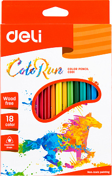 KALAM.KZ - Карандаши цветные, 18 цветов трехгранная форма, набор Deli "ColoRun"
