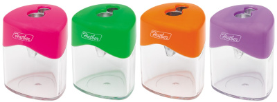 Точилка 2 отверстия, с контейнером, пластик "Hatber" крышка ассорти