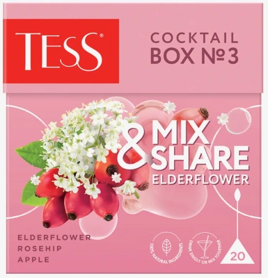 Чай зеленый, 20 пирамидок Tess Cocktail Box №3 Бузина