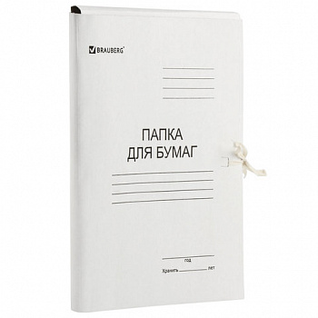KALAM.KZ - Папка на завязках картонная А4, 300гр, белая Brauberg