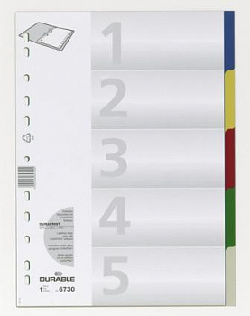 KALAM.KZ - Разделитель 1-5, А4, 5л, пластик, цветной Durable