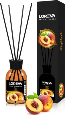 Освежитель-Аромадиффузор 110мл, Loreva с эфирными маслами с палочками, "Персик"