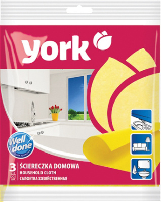 Салфетка 35*35см, вискоза 3 шт. "Универсальная" "York"