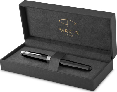 KALAM.KZ - Ручка роллерная Parker Sonnet Black Lacquer CT, 0,8 мм F, черная, 1931501